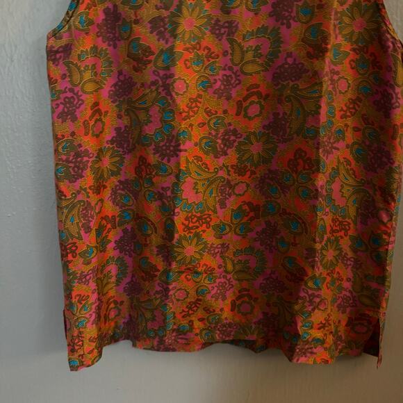 100% SILK CASUAL CORNER Floral Silk Tank Top Size Medium casual scoop neck - Picture 3 of 5